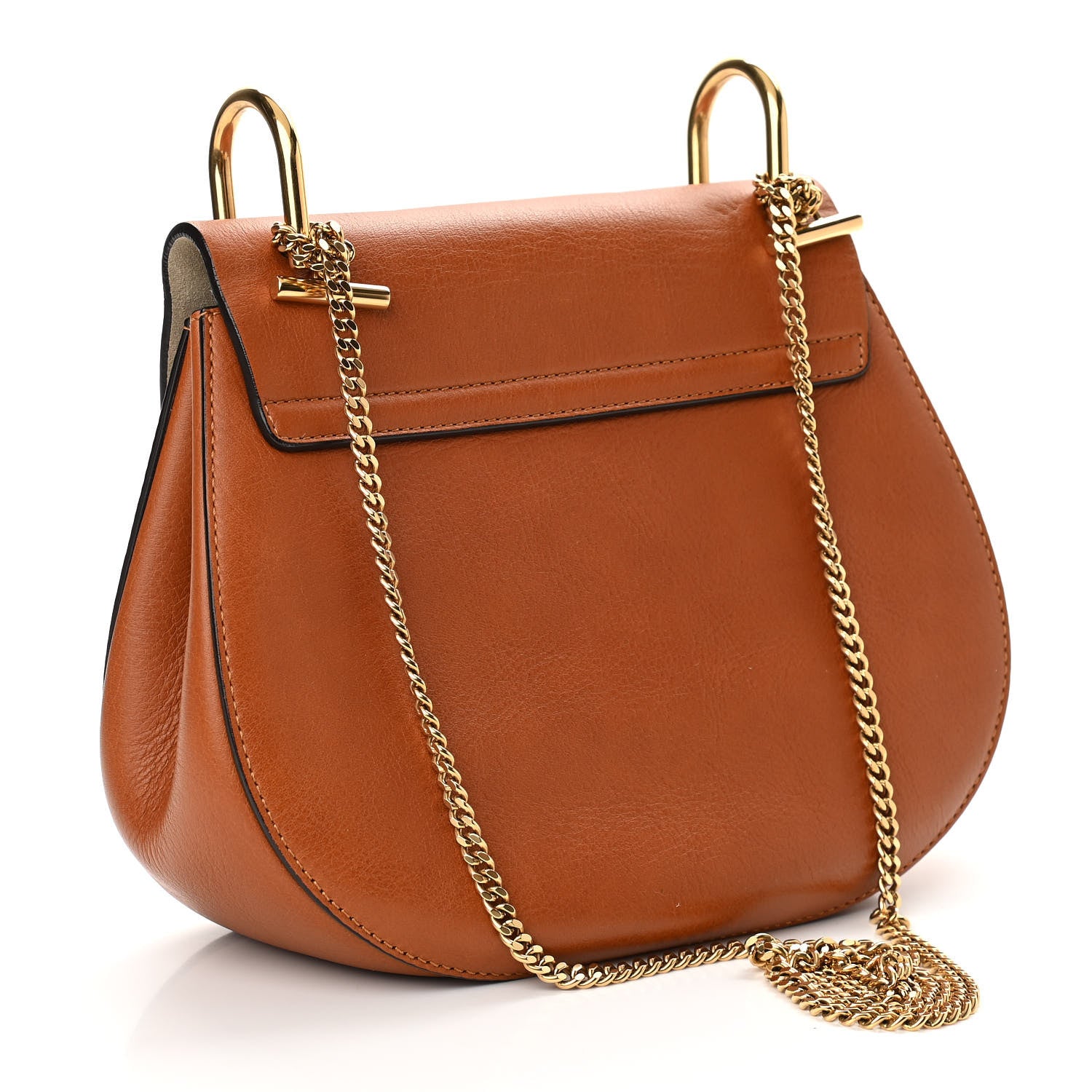 Chloe Calfskin Perforated Drew Shoulder Bag Caramel 2 of 8