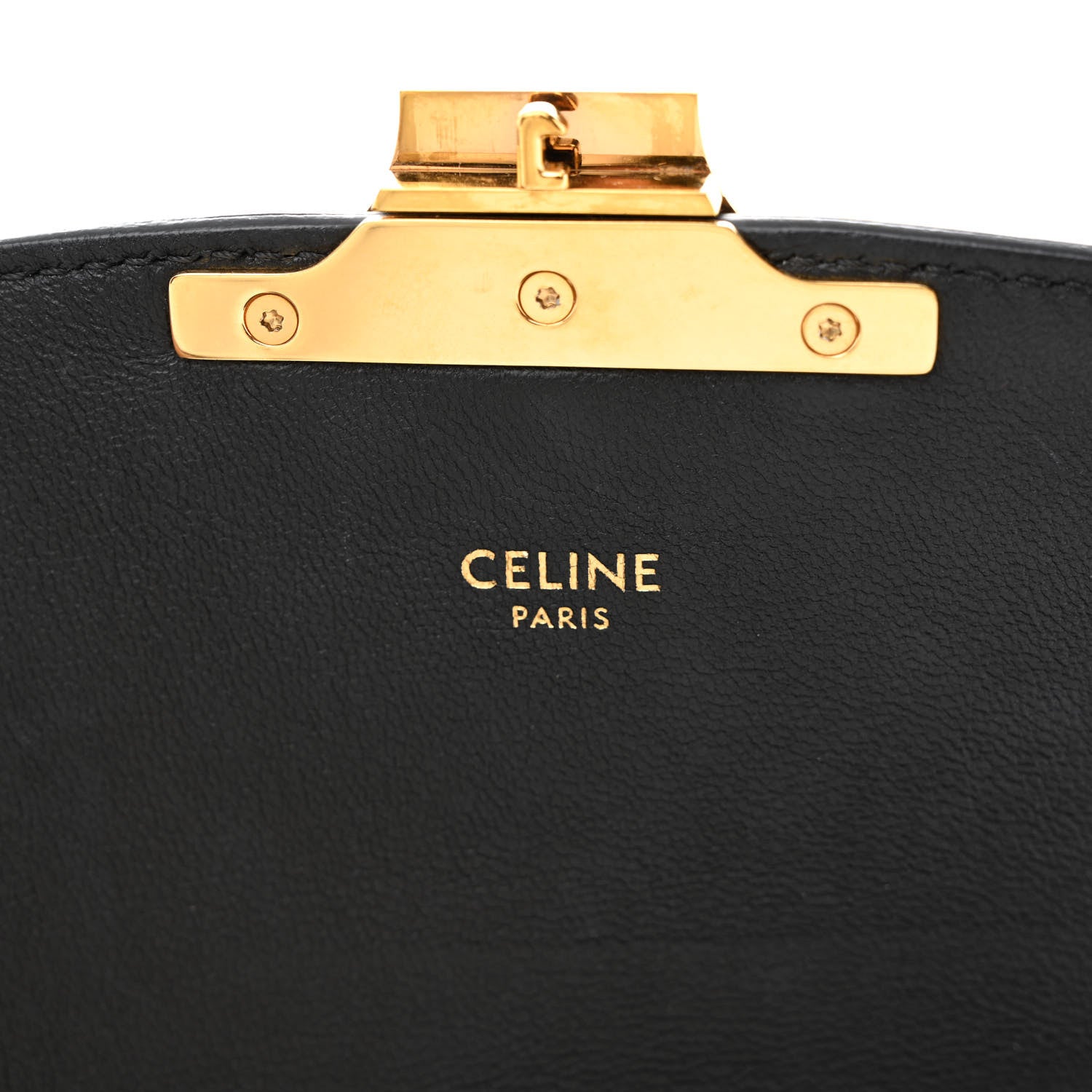 Celine Canvas Calfskin Triomphe Embroidered Teen Triomphe Bag Black 6 of 11
