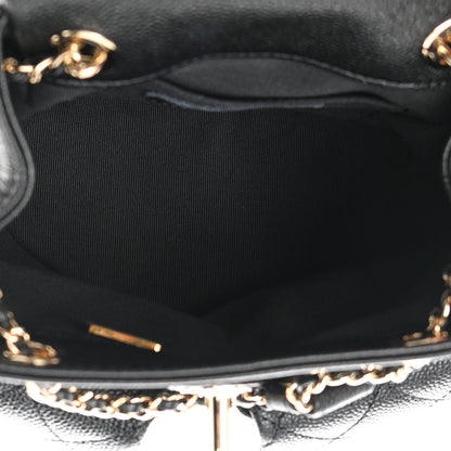 Chanel Shiny Caviar Quilted Small Duma Pockets Drawstring Backpack Black 5 of 12