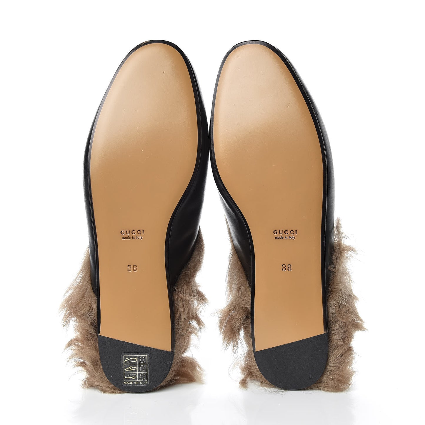Calfskin Fur Womens Princetown Slippers 38 Black