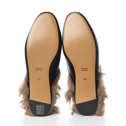 Gucci Calfskin Fur Womens Princetown Slippers 38 Black 5 of 8