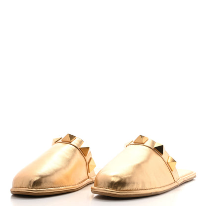 Valentino Garavani Metallic Nappa Roman Stud Slippers 38.5 Antique Brass 6 of 20