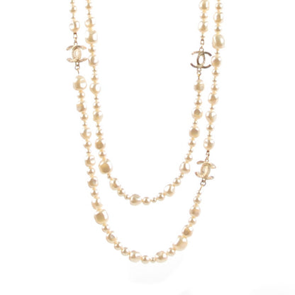 Chanel Irregular Pearl CC Long Necklace Light Gold 1 of 6