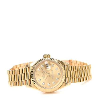 Rolex 18K Yellow Gold Diamond 26mm Datejust President Watch Champagne 69178 2 of 5