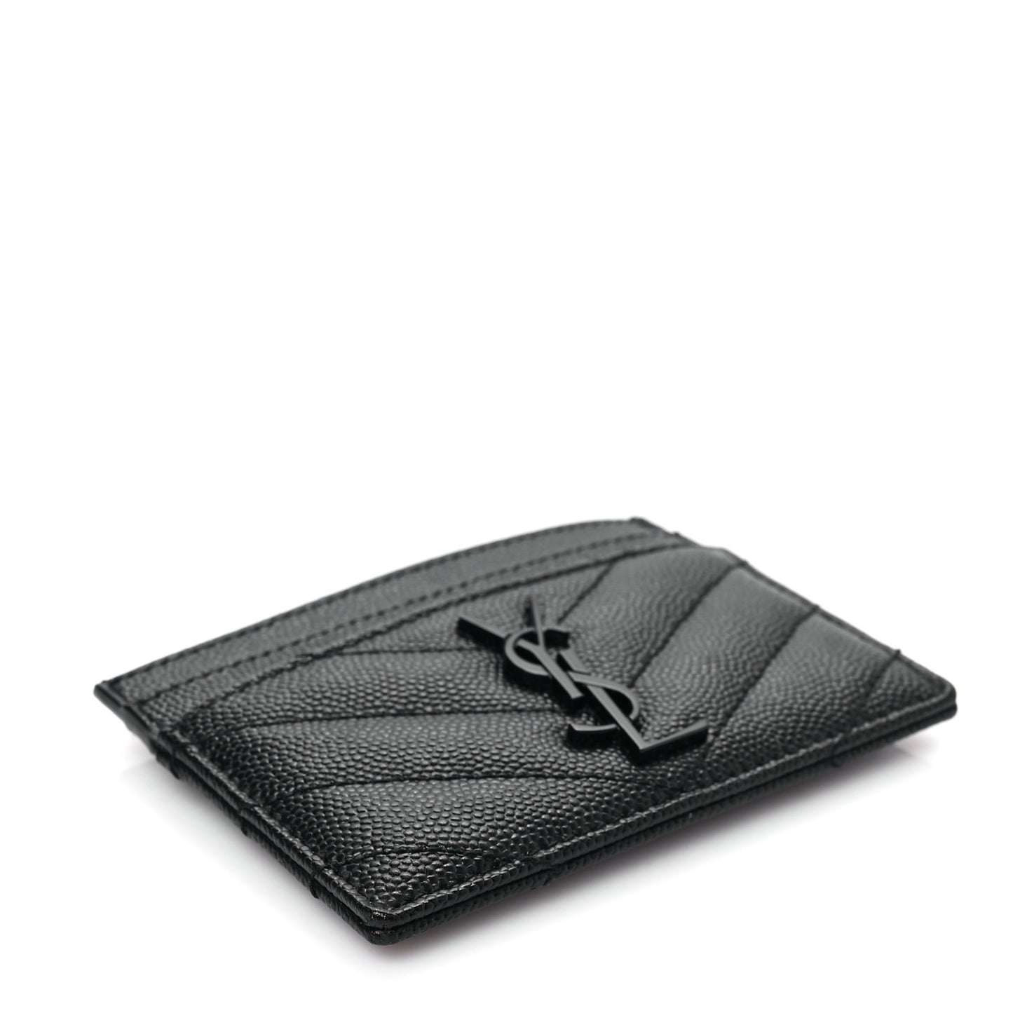 Grain De Poudre Matelasse Chevron Monochrome Monogram Credit Card Case Black
