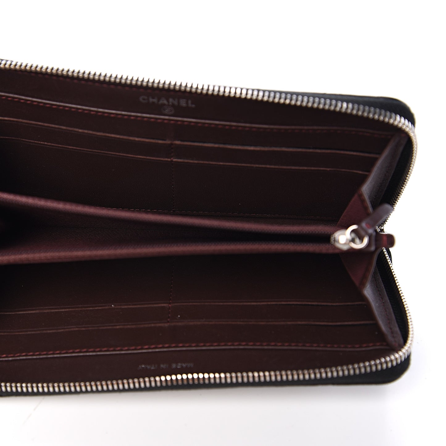 Lambskin Quilted Large Gusset Zip Around Wallet Black