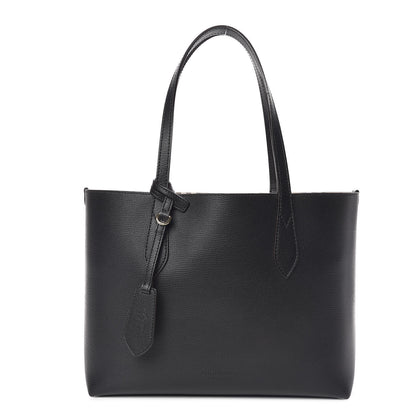 Burberry Grainy Calfskin Haymarket Check Small Reversible Tote Black 1 of 15