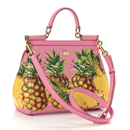 Dolce & Gabbana Dauphine Pineapple Print Medium Miss Sicily Satchel Rosa 2 of 13