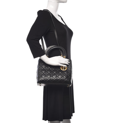 Christian Dior Lambskin Cannage Medium Lady Dior Black 2 of 10