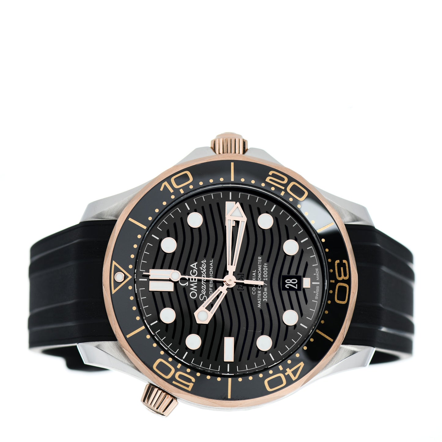 Stainless Steel 18K Sedna Gold Rubber 42mm Seamaster Diver 300M Co-Axial Master Chronometer Automatic Watch Black 210.22.42.20.01.002
