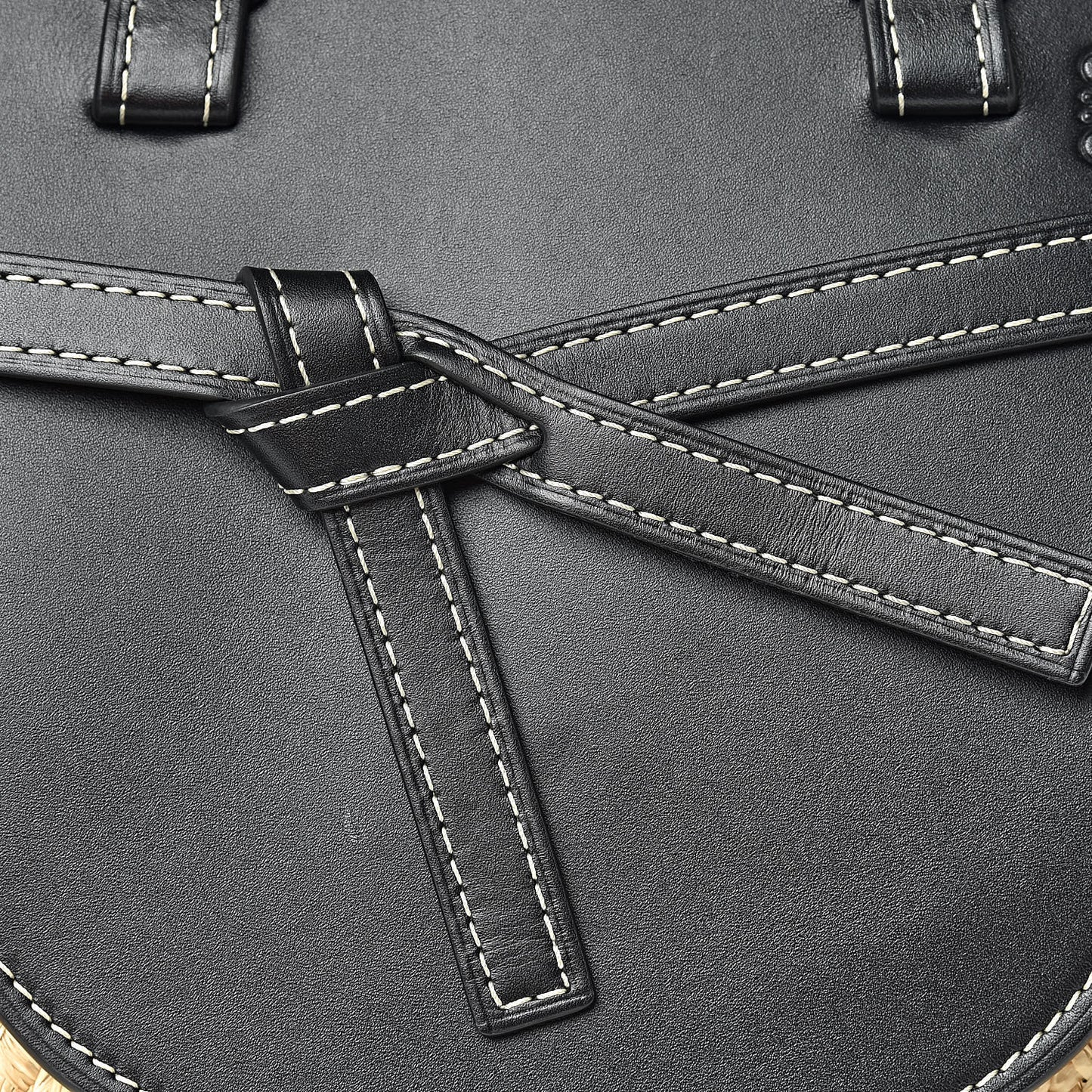 Calfskin Raffia Small Gate Tote Black