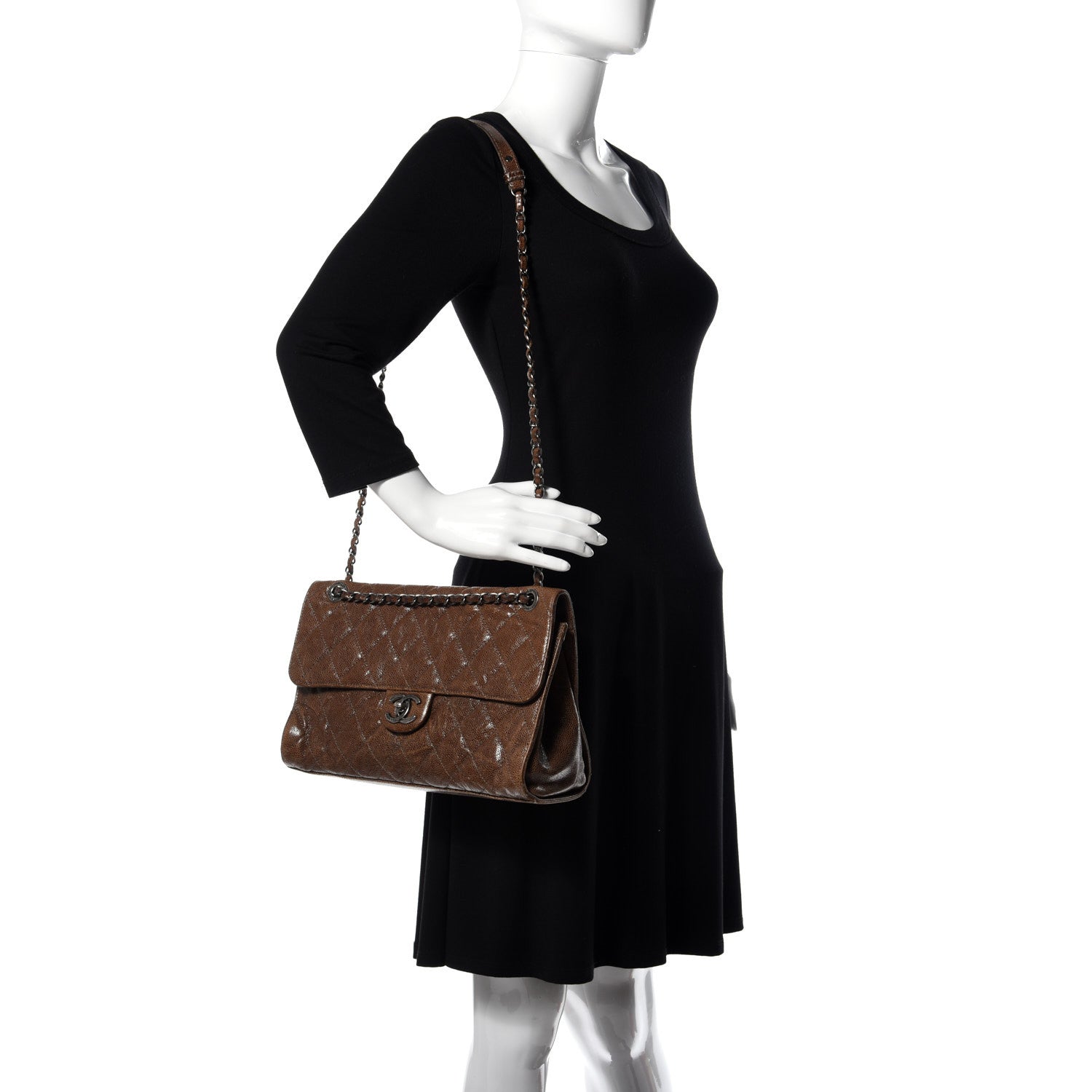 Chanel Crumpled Grained Calfskin Jumbo CC Crave Flap Beige 1 of 10
