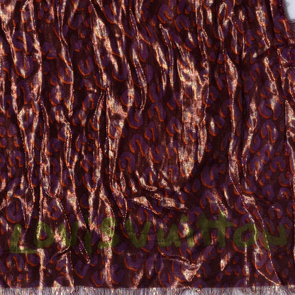 Louis Vuitton Cashmere Silk Leopard Etole Stole Disco Prune 5 of 7