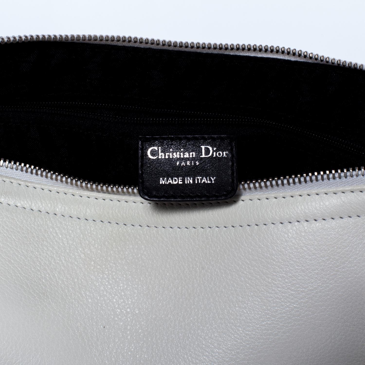 Christian Dior Leather Logo Charms Boston White 6 of 9