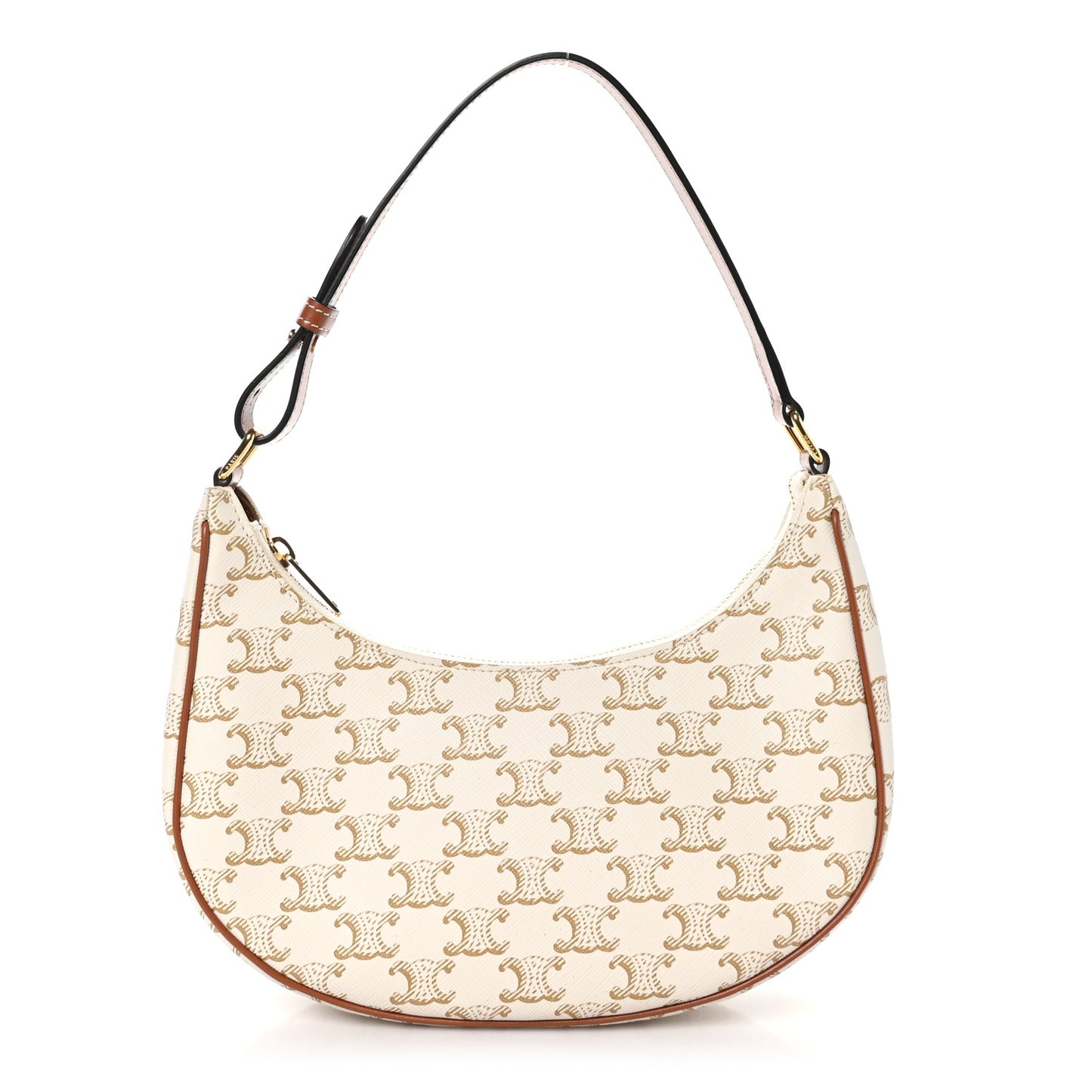 Canvas Calfskin Ava Triomphe Shoulder Bag White