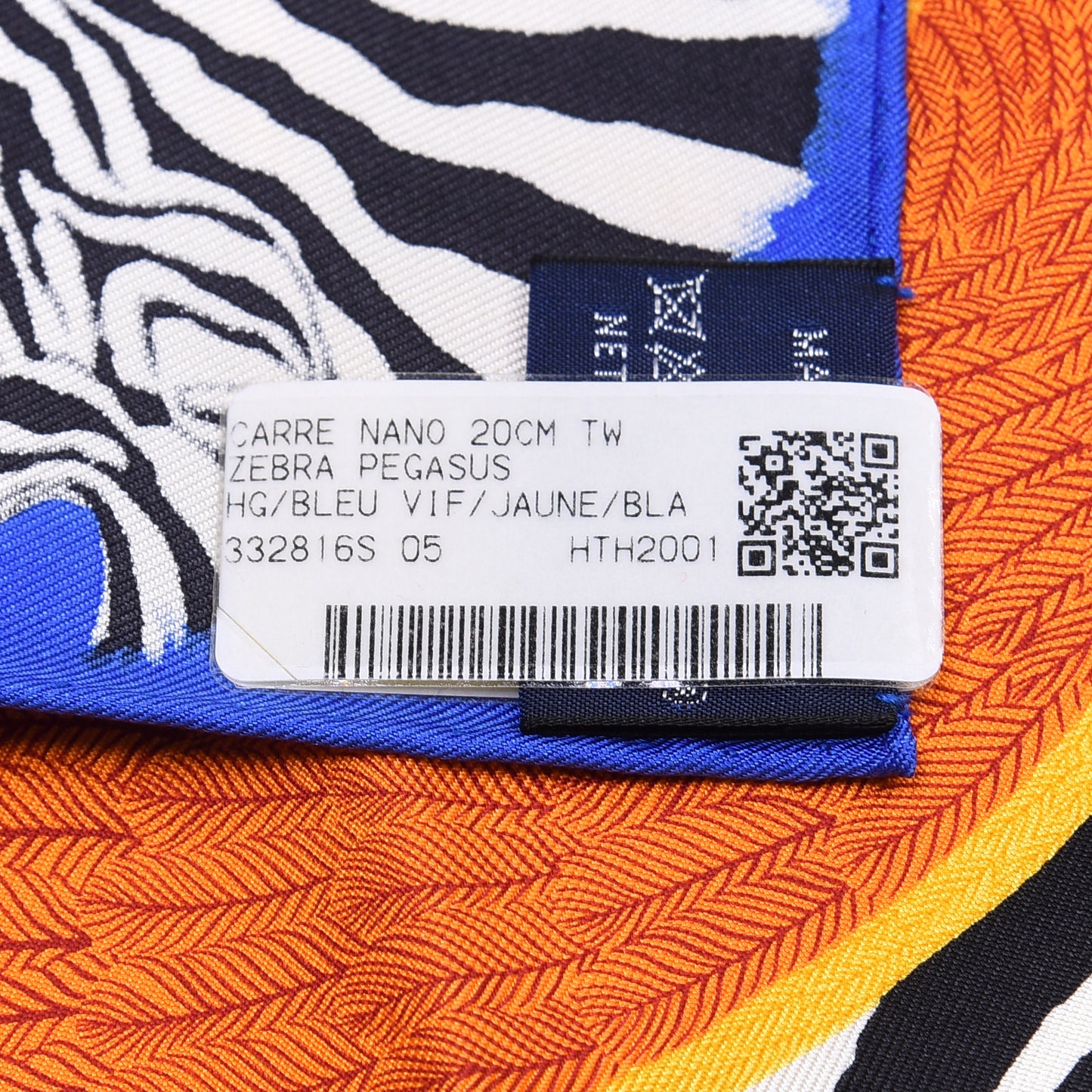 Silk Zebra Pegasus Nano Scarf 20 Bleu Vif Jaune White