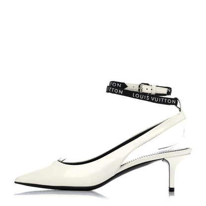 Louis Vuitton Patent Call Back Sling Back Pumps 38 White 1 of 4