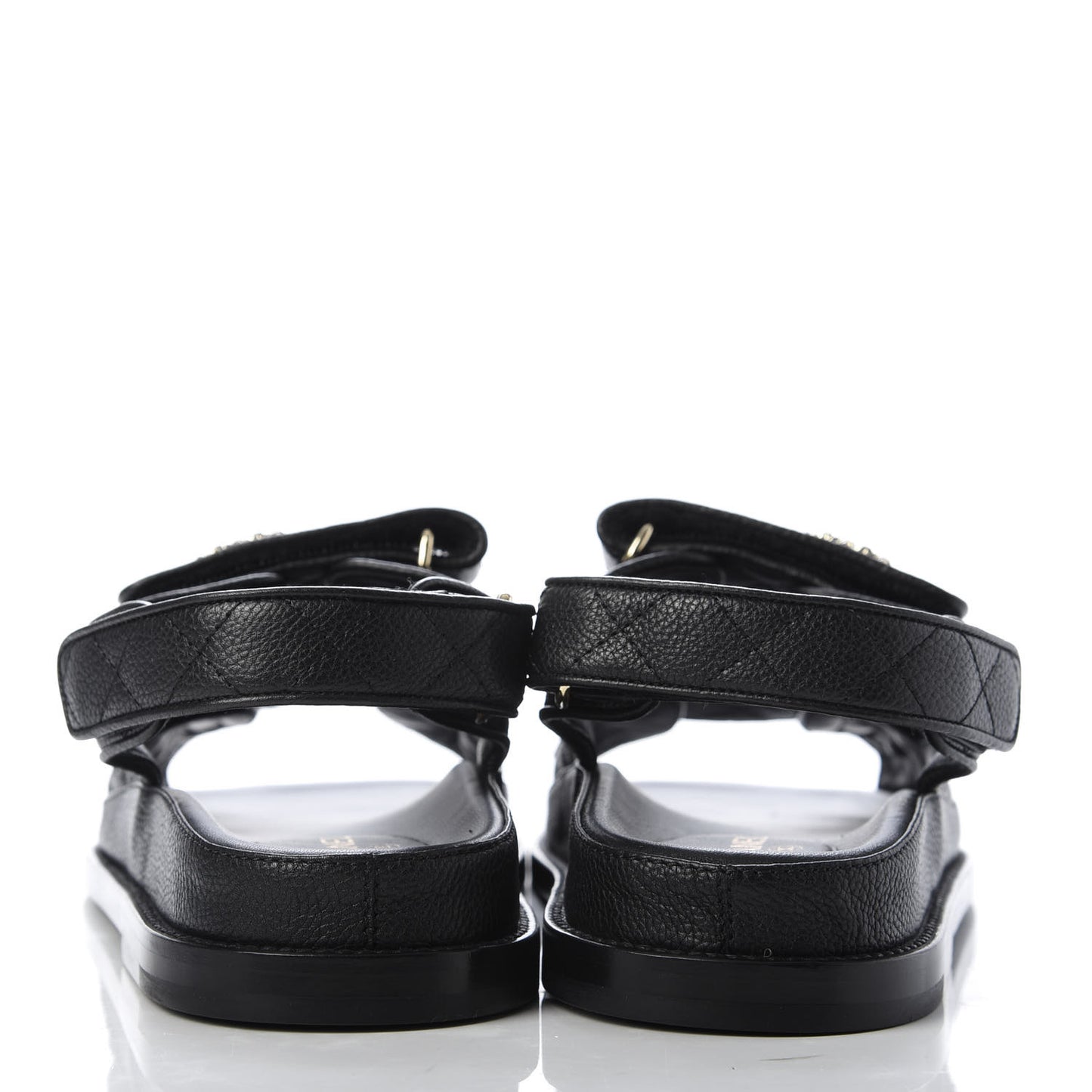 Grained Calfskin Velcro Dad Sandals 38 Black