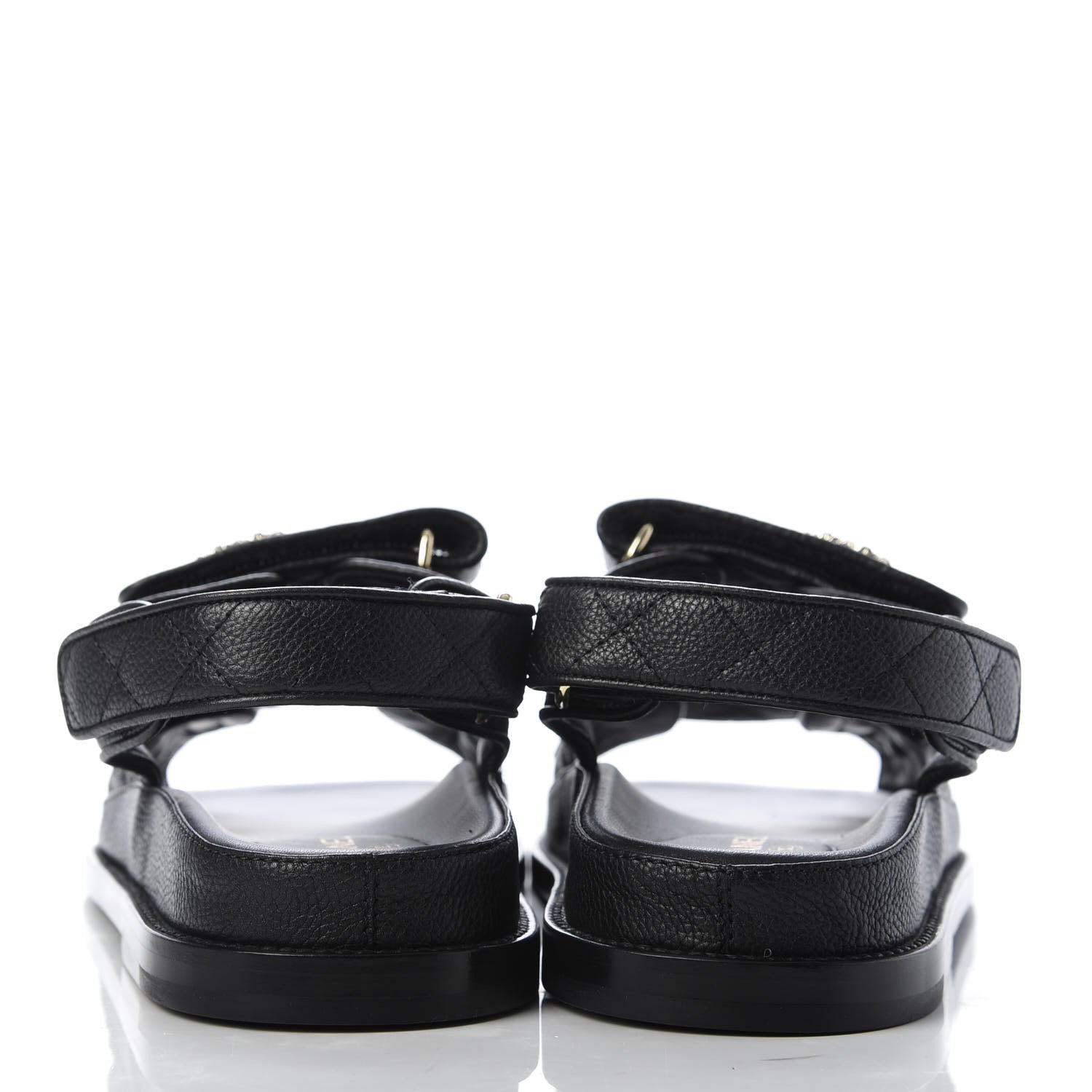 Chanel Grained Calfskin Velcro Dad Sandals 38 Black 6 of 10