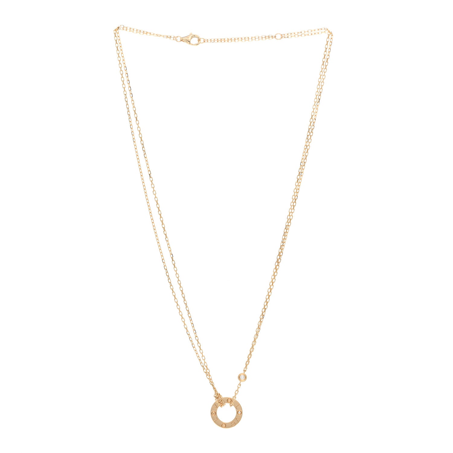 Cartier 18K Yellow Gold 2 Diamond LOVE Necklace 3 of 5