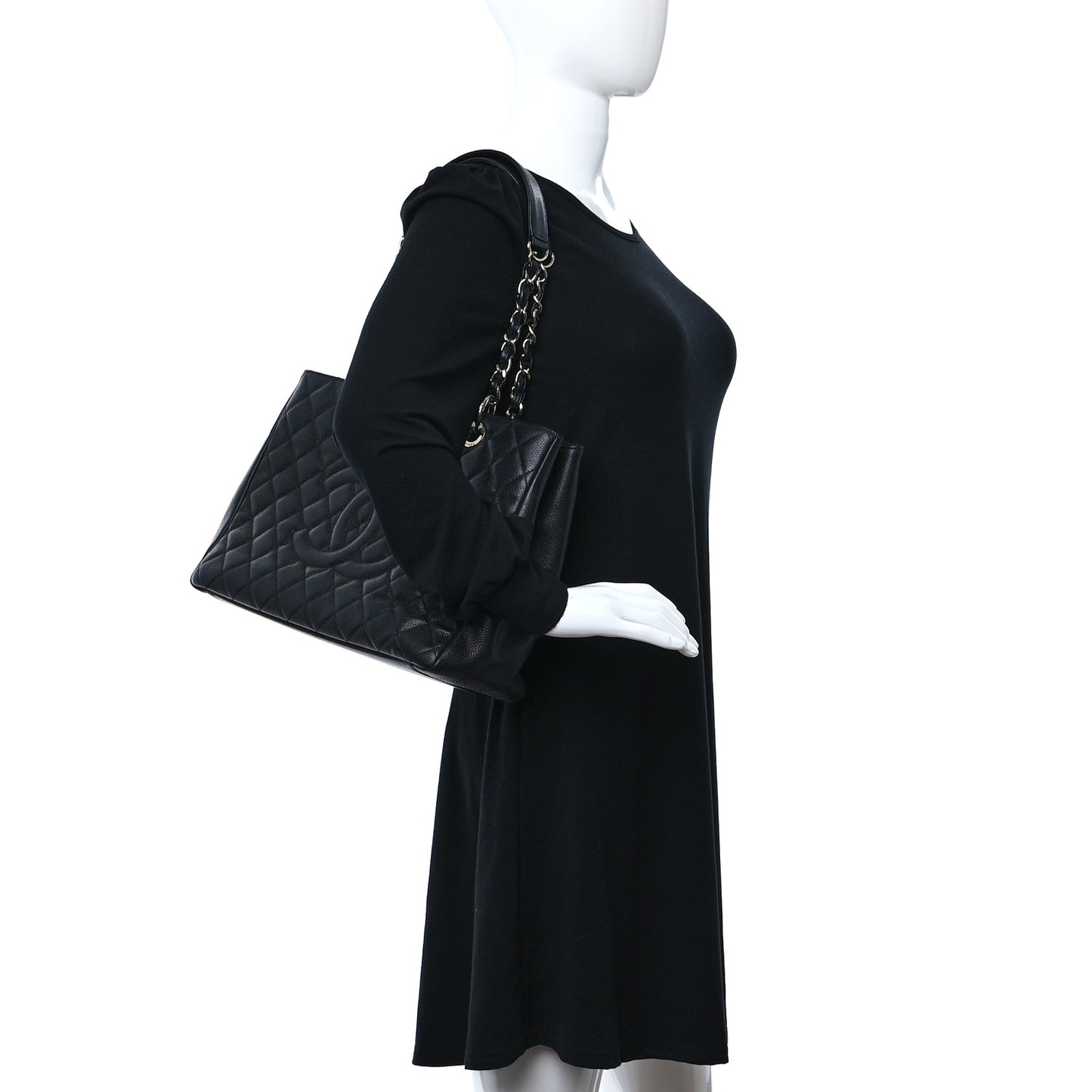 Caviar Quilted Grand Shopping Tote GST Black
