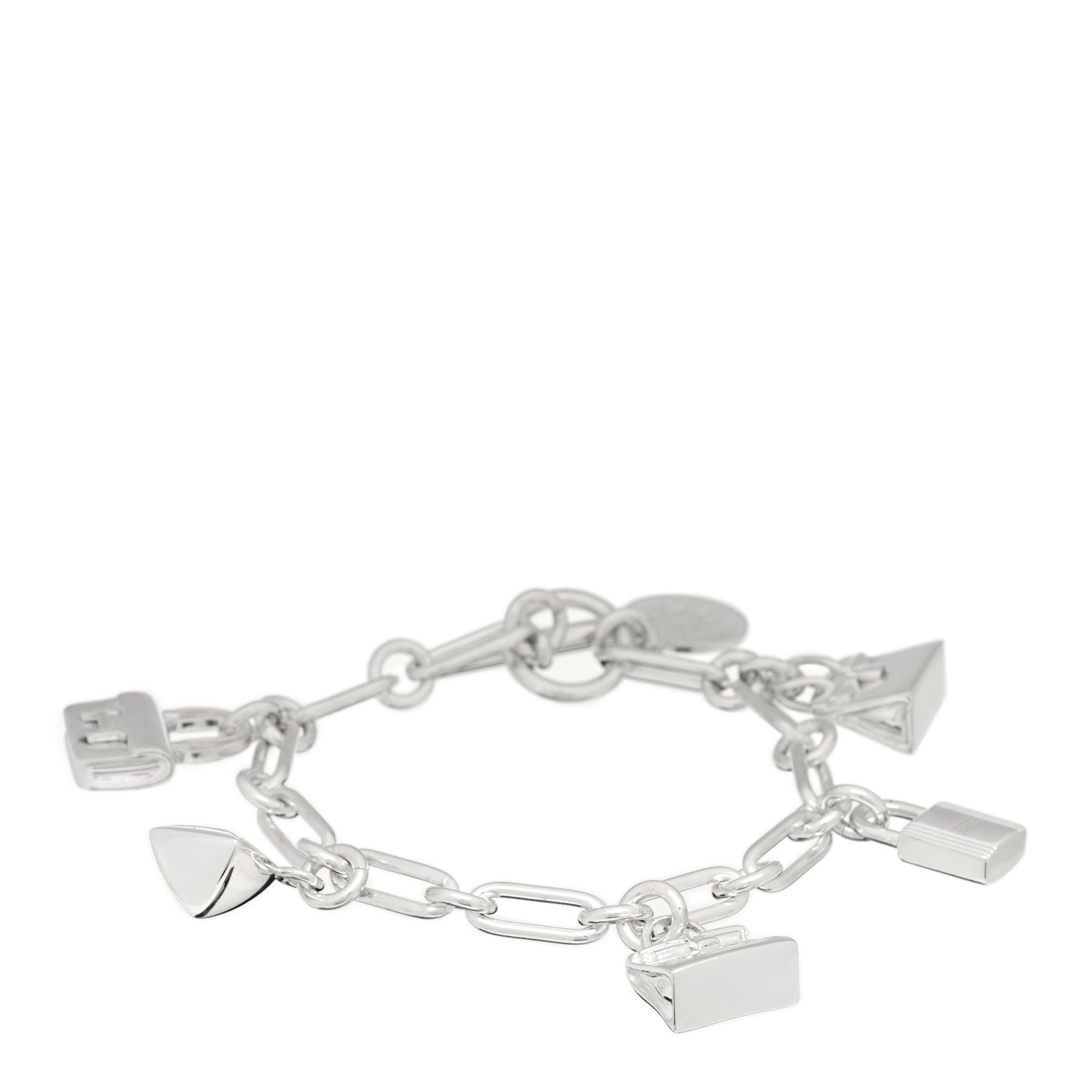 Hermes Sterling Silver Five Bags Amulette Charm Bracelet SH 1 of 5