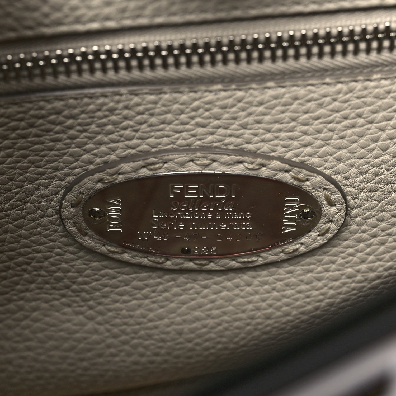 Fendi Cuoio Romano Selleria Bi-Color Medium Peekaboo Iconic Satchel Asfalto Latte 7 of 10