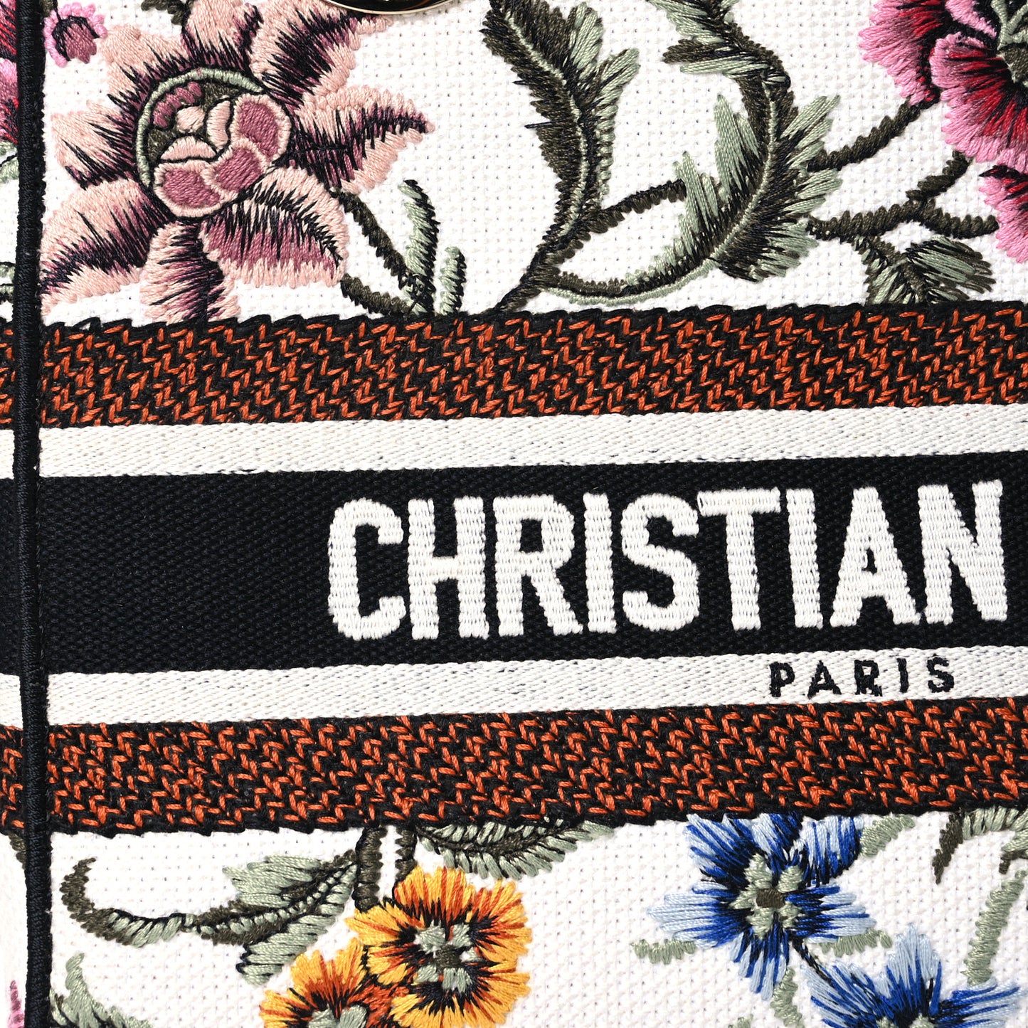 Canvas Embroidered Medium Lady D-Lite Ecru Multicolor