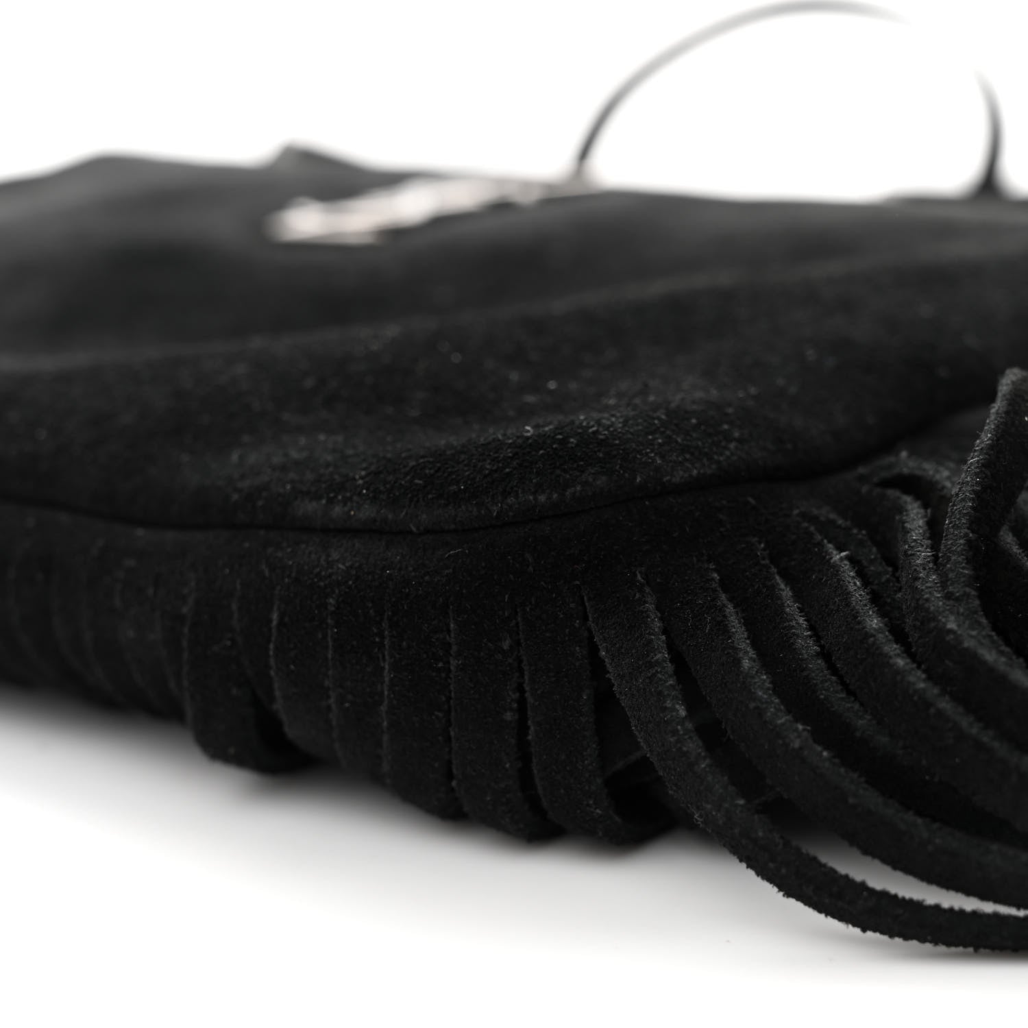 Saint Laurent SAINT LAURENT Suede Calfskin Small Fringe Crossbody Bag Black 10 of 15
