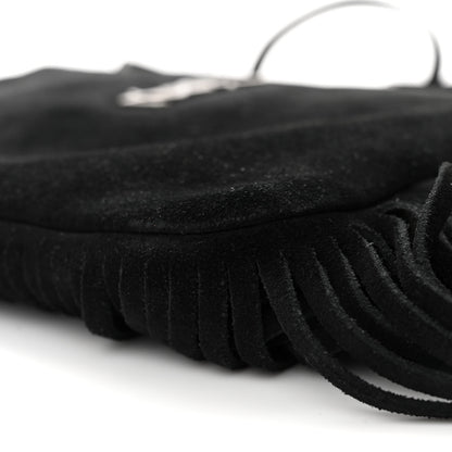 Saint Laurent SAINT LAURENT Suede Calfskin Small Fringe Crossbody Bag Black 10 of 15