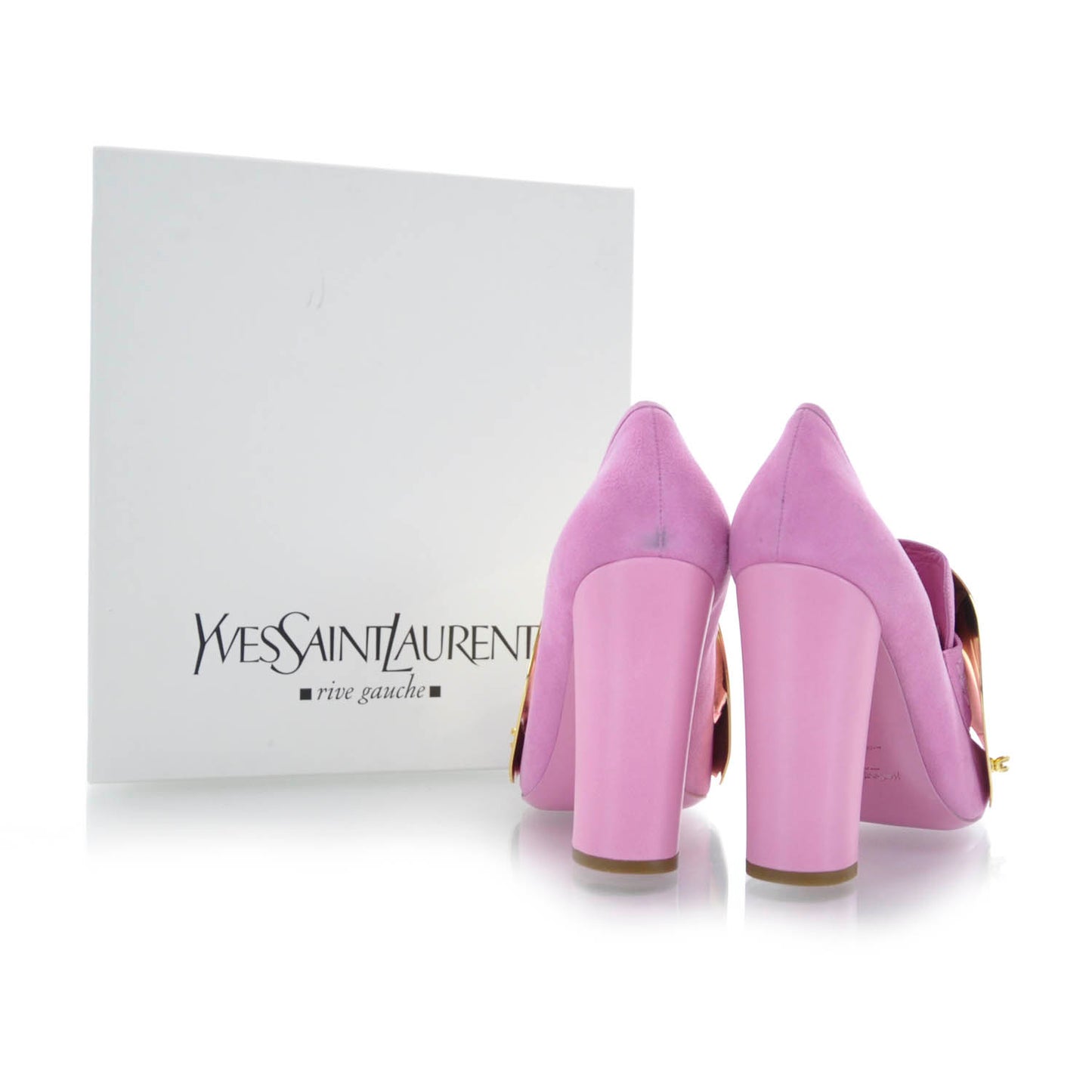 Suede Shield Loafer Pumps 41 Pink