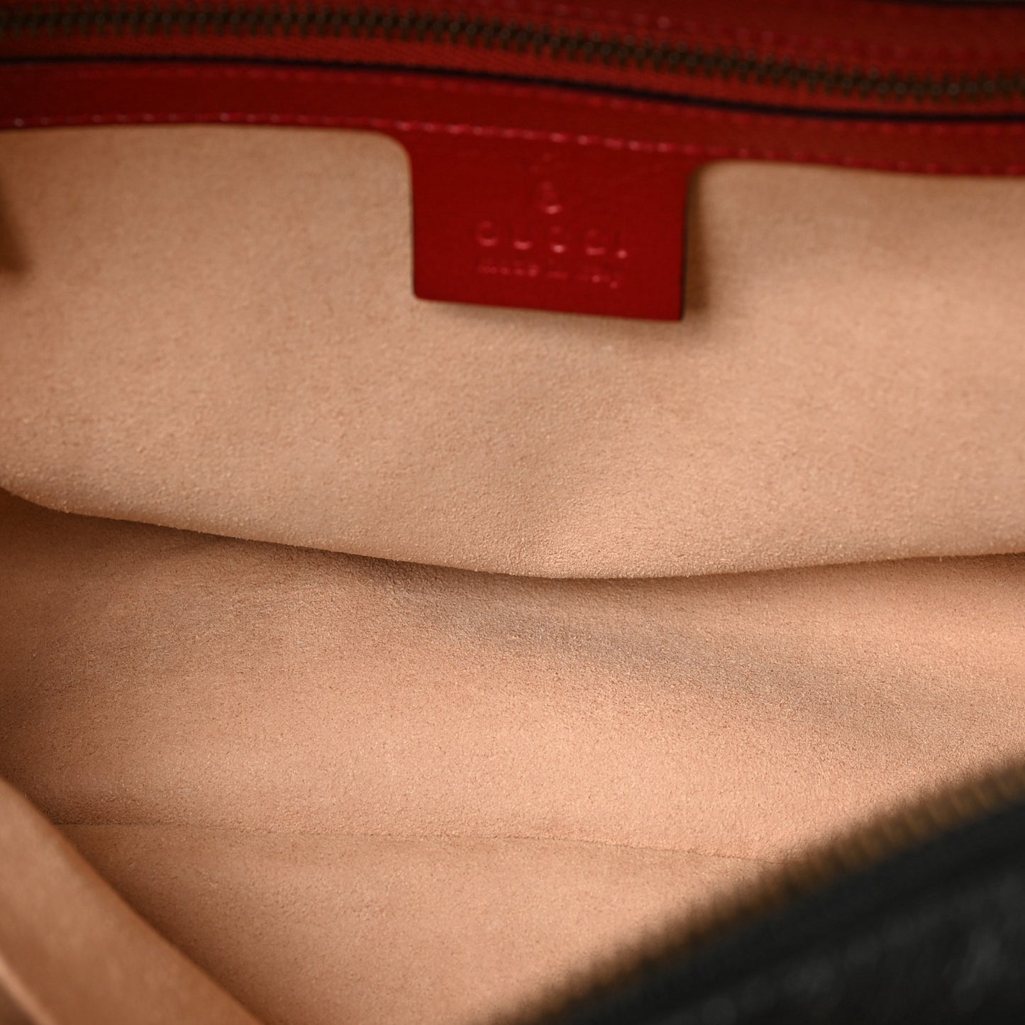 Vintage Effect Calfskin Matelasse Diagonal Small Torchon GG Marmont Bamboo Top Handle Shoulder Bag Black Romantic Cherry
