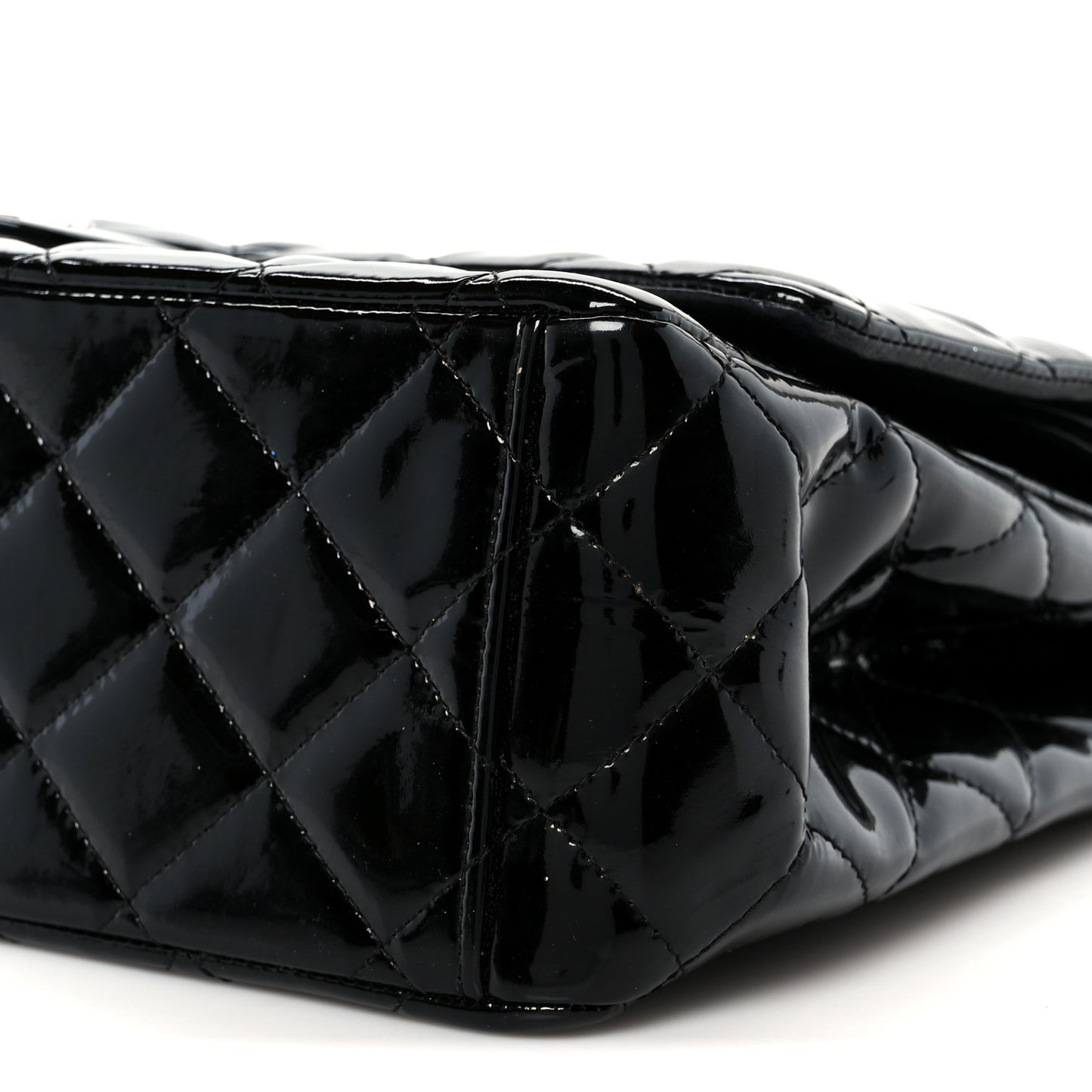 Patent Quilted Maxi Double Flap Black