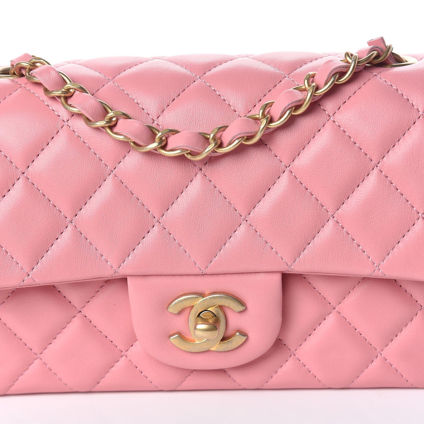 Lambskin Quilted Mini Rectangular Flap Pink