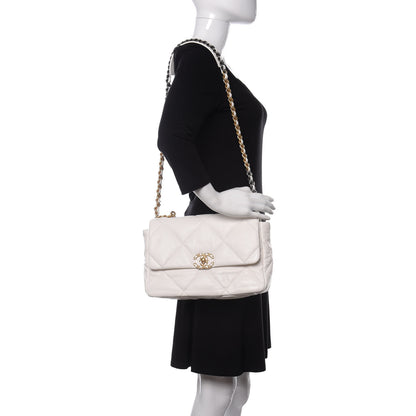 Chanel Lambskin Quilted Large Chanel 19 Flap White 2 of 11