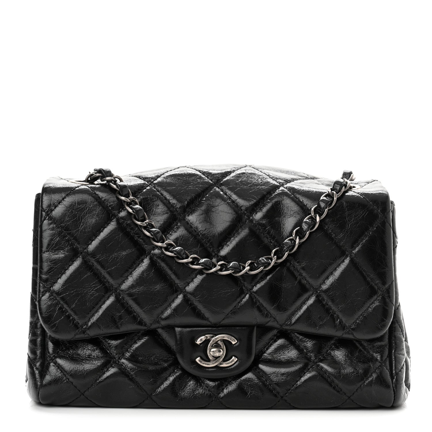 Chanel Glazed Calfskin Quilted Medium Coco Soft Flap Black 1 of 10