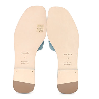 Hermes Epsom Oran Sandals 40 Bleu Littoral 6 of 10
