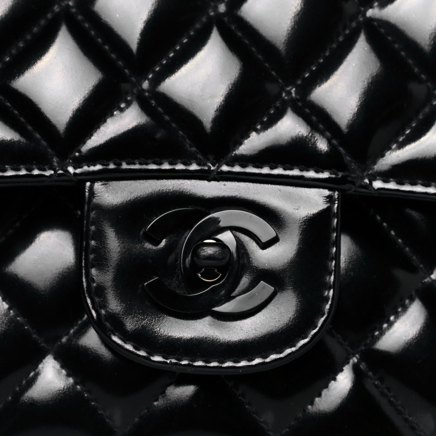 Chanel Patent Quilted Medium Double Flap So Black 8 of 13