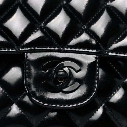 Chanel Patent Quilted Medium Double Flap So Black 8 of 13