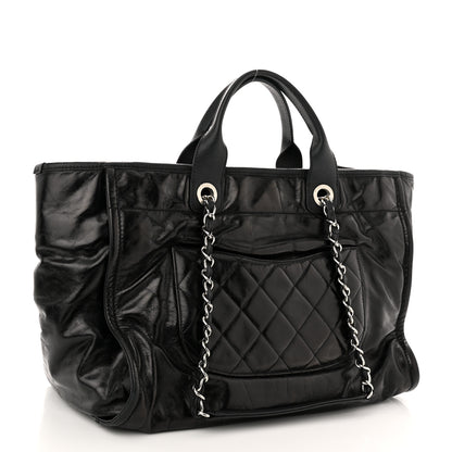 Chanel Glazed Calfskin Medium Deauville Tote Black 3 of 10