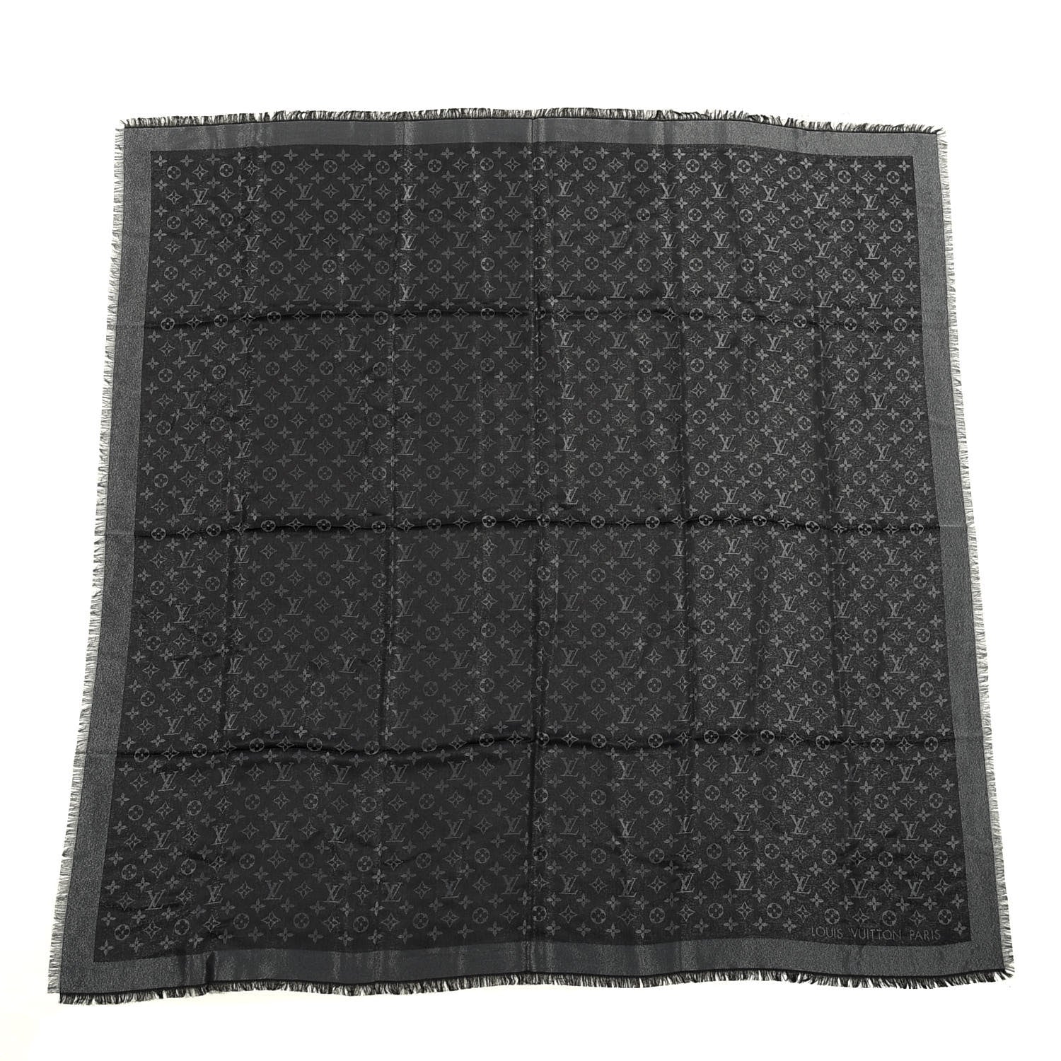Louis Vuitton Silk Lurex Wool Monogram Shine Shawl Black 1 of 3