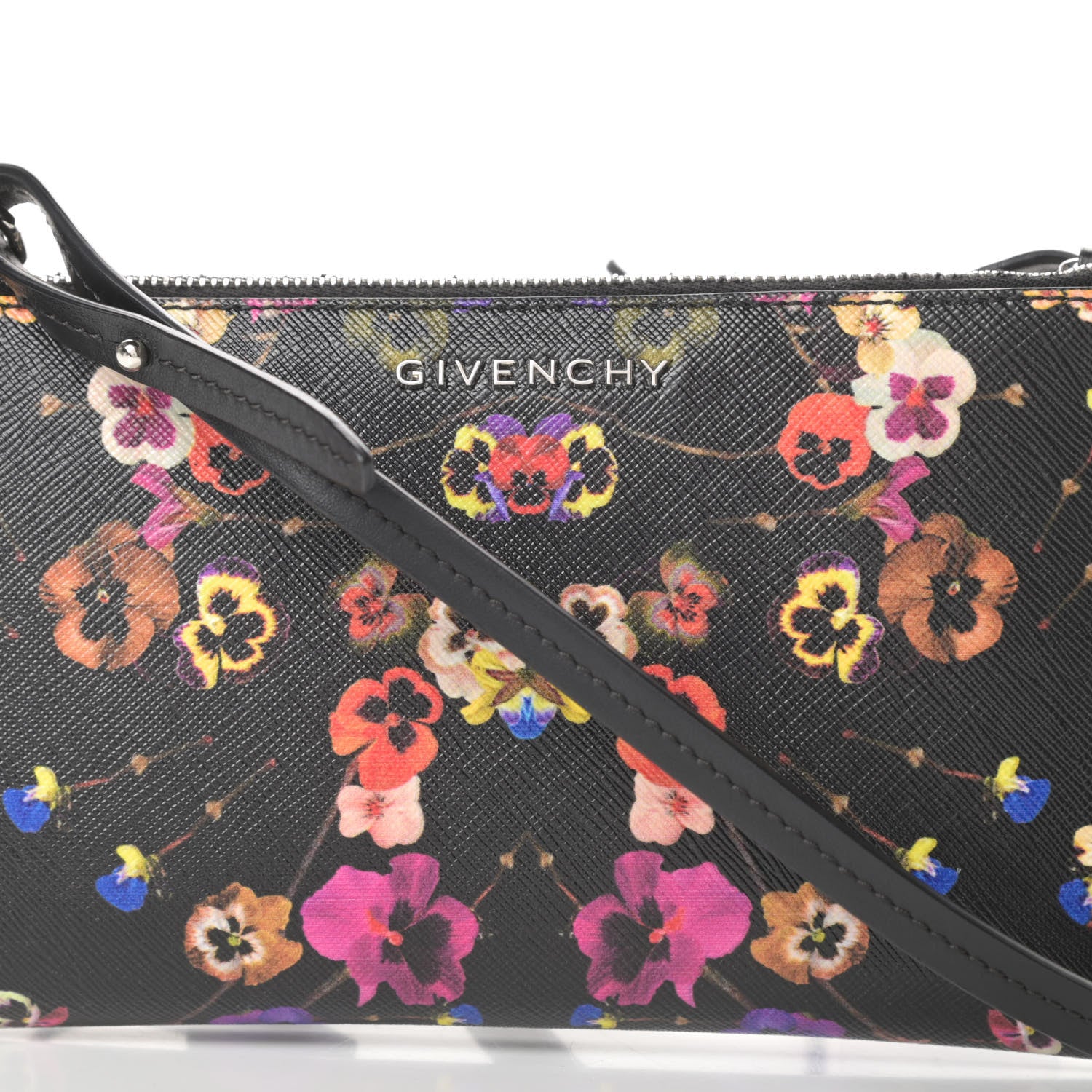 Givenchy Textured Coated Canvas Pansy Print Iconic Pouch Crossbody Black Multicolor 8 of 10