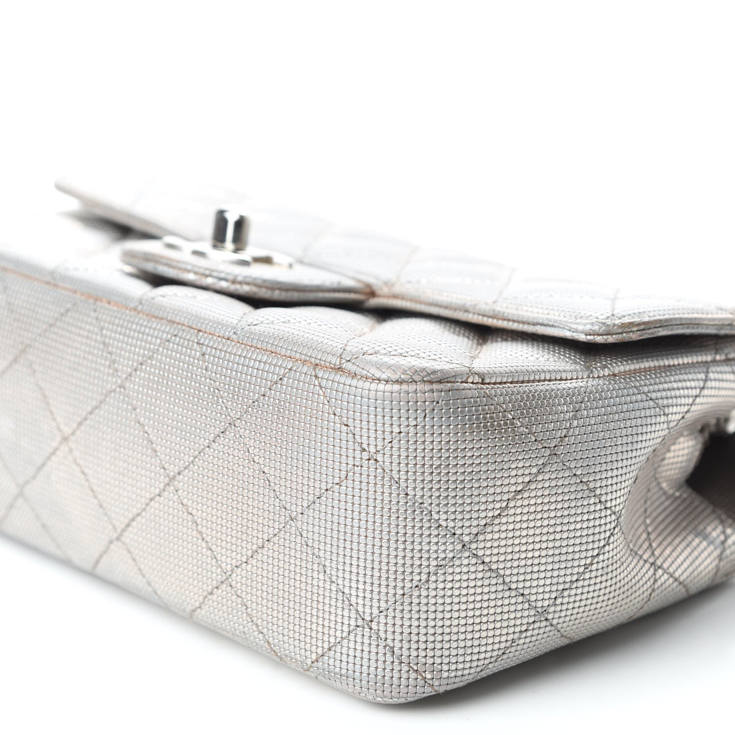 Chanel Metallic Calfskin Quilted Pixel Effect Mini Rectangular Flap Pinky Gold 6 of 9
