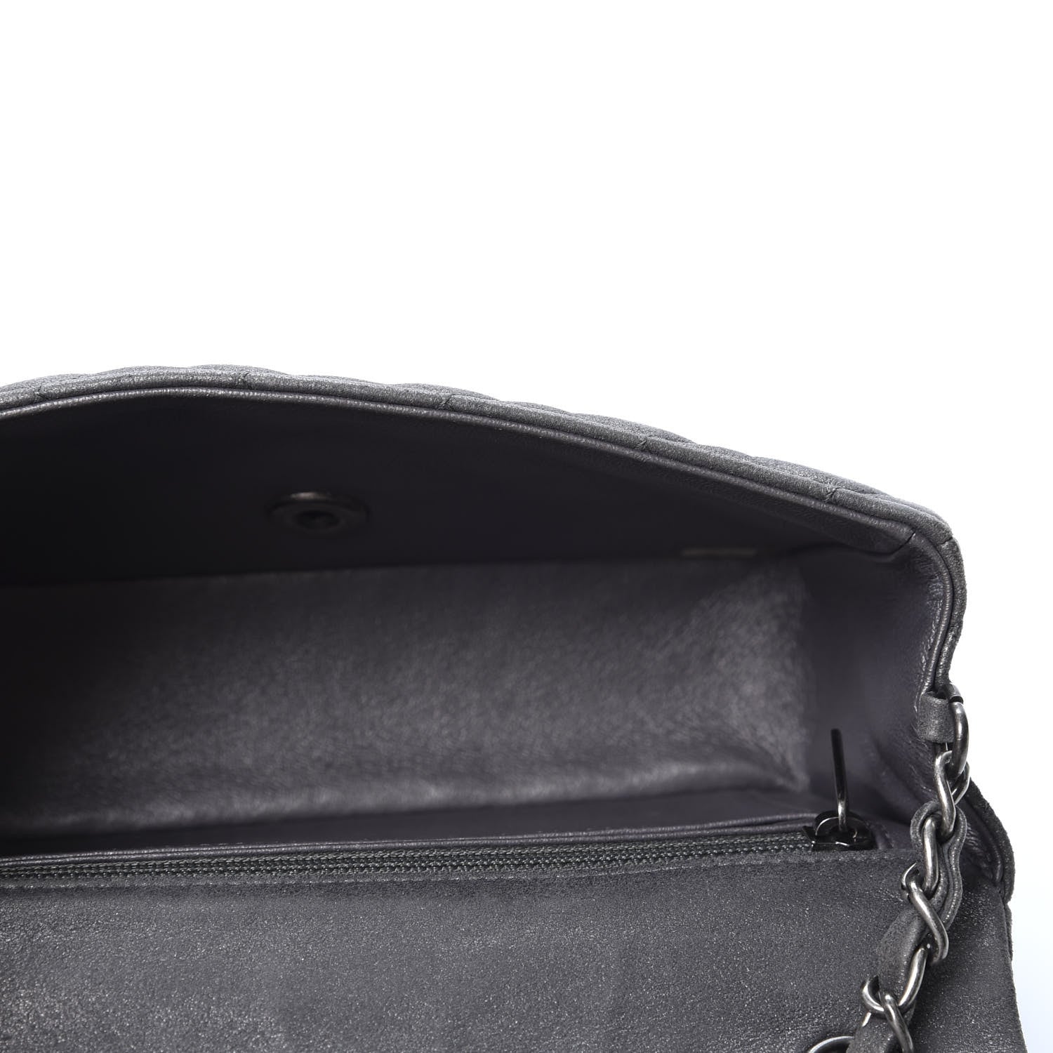Chanel Iridescent Calfskin Quilted Mini Rectangular Flap Charcoal Grey 4 of 9