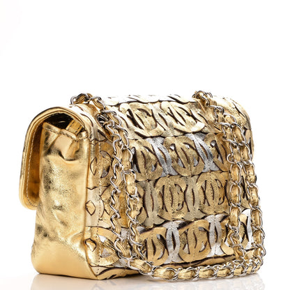 Chanel Metallic Crackled Calfskin Medium CC Mix Flap Gold 3 of 7