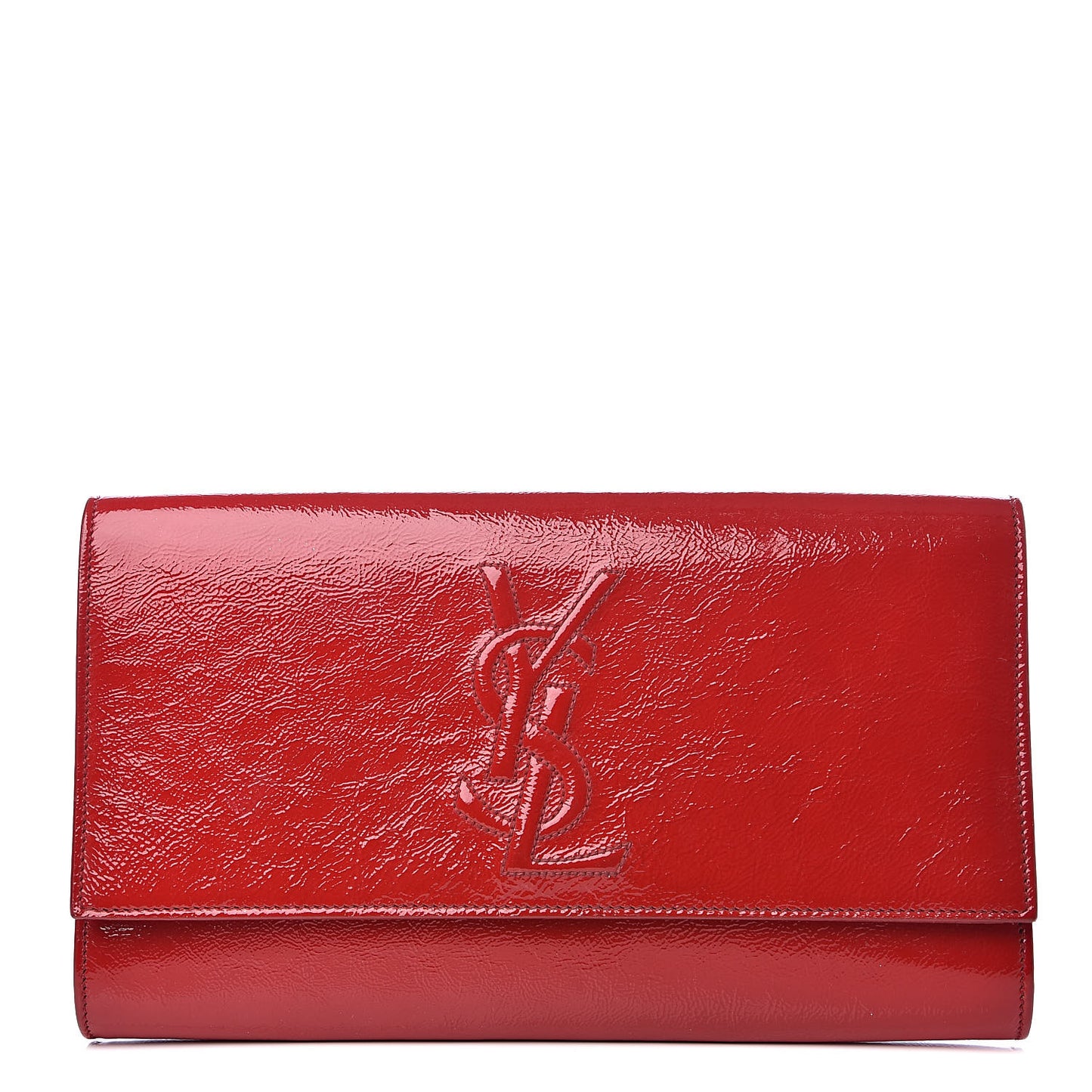 Textured Patent Monogram Large Belle De Jour Clutch Red