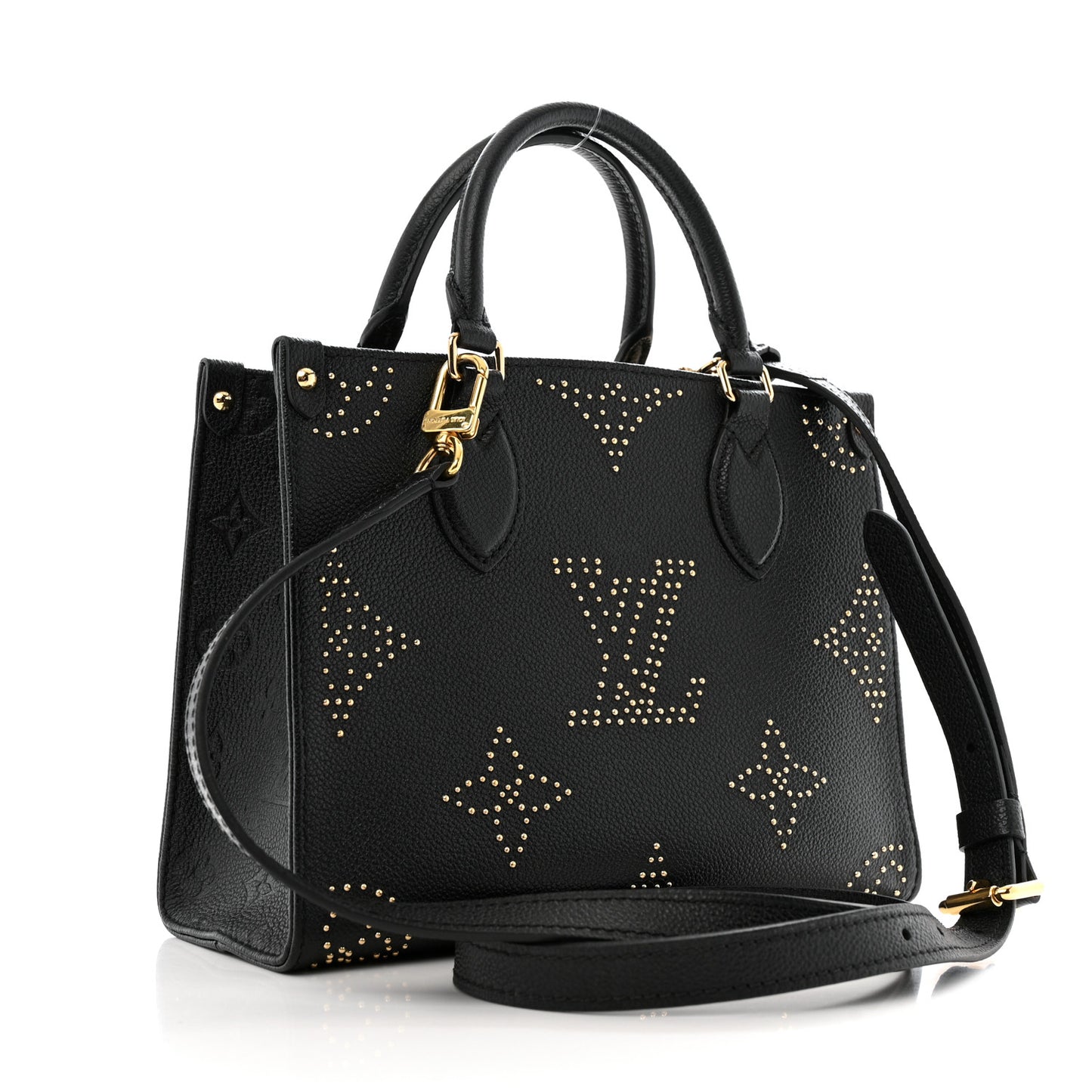 Grained Calfskin Studded Monogram Giant Onthego PM Black