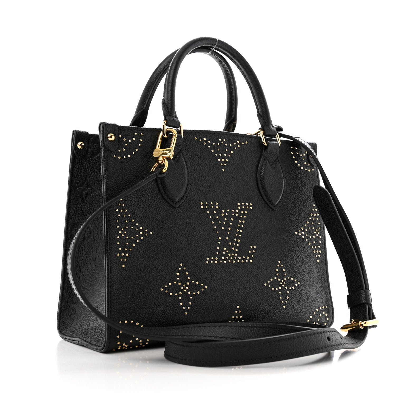 Louis Vuitton Grained Calfskin Studded Monogram Giant Onthego PM Black 3 of 12