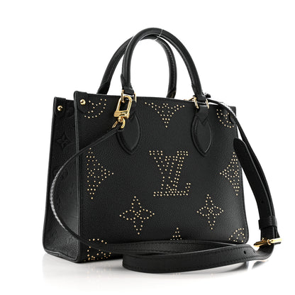 Louis Vuitton Grained Calfskin Studded Monogram Giant Onthego PM Black 3 of 12