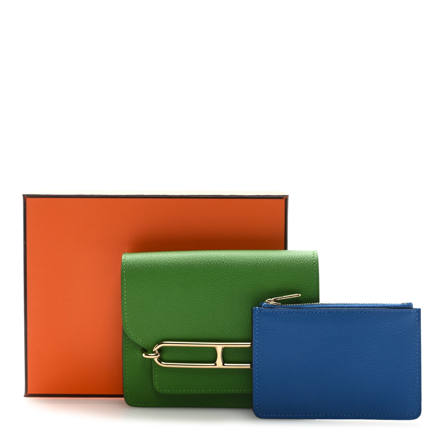 Hermes Evercolor Bi-color Roulis Slim Wallet Vert Yucca Bleu Hydra 8 of 8